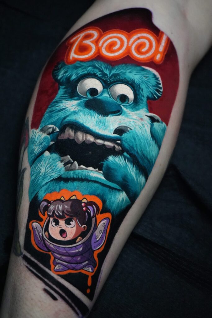 Tattoo by Melek Taştekin - monsters inc boo sulley pop culture