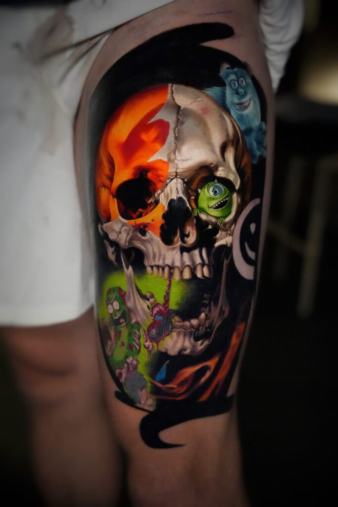 Tattoo by Melek Taştekin - pop culture skull monsters inc toy story